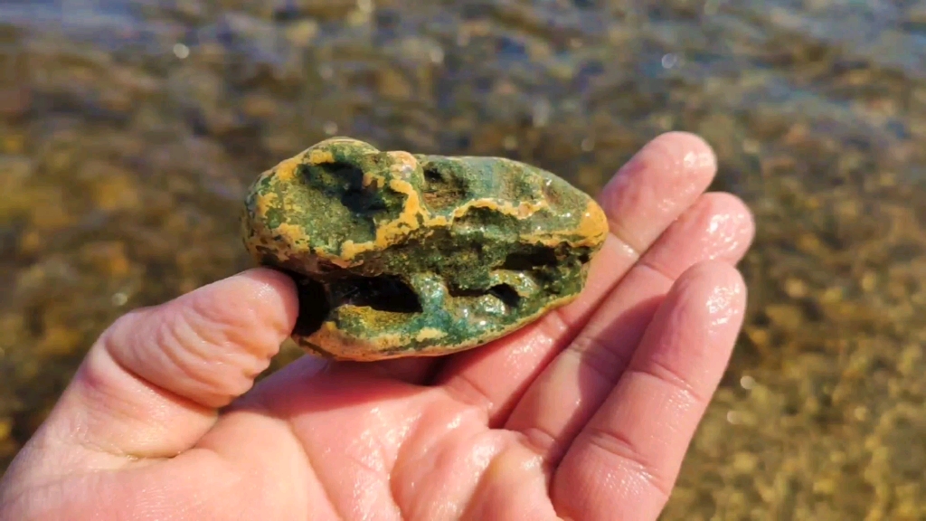 荒郊野外捡石头,捡到一个大家伙,累了一天值了