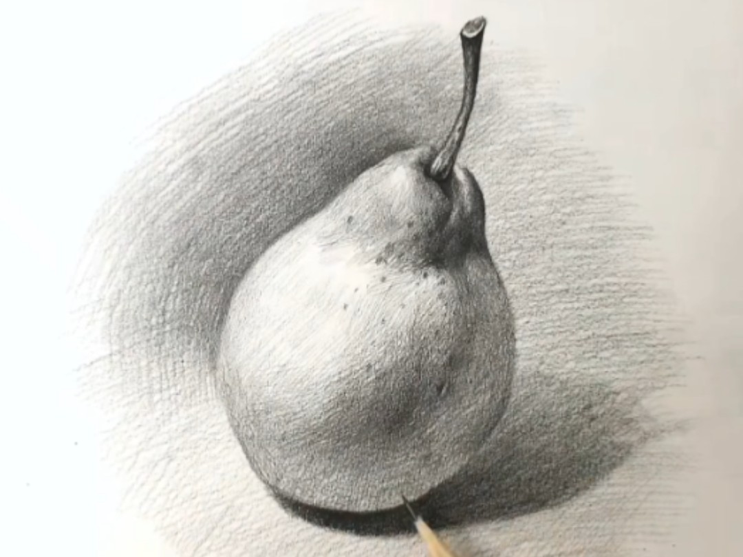 兔小美教你画素描 梨子 可是比苹果的还好吃一点 所以这个水果很甜