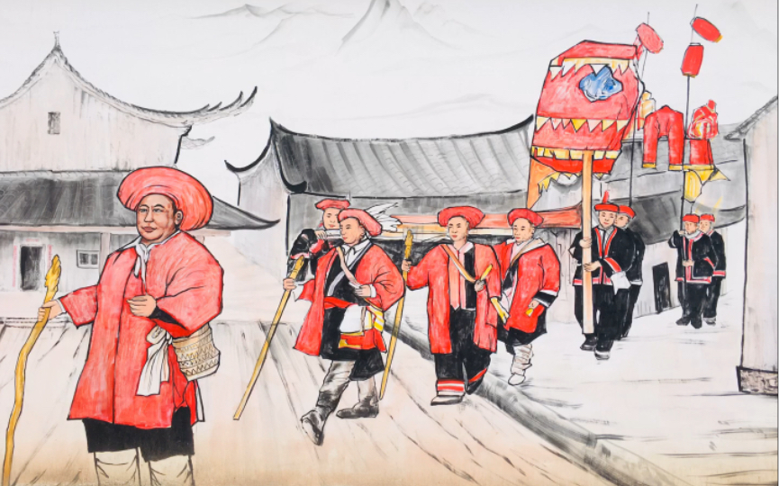 瑶族风情壁画,超漂亮的额