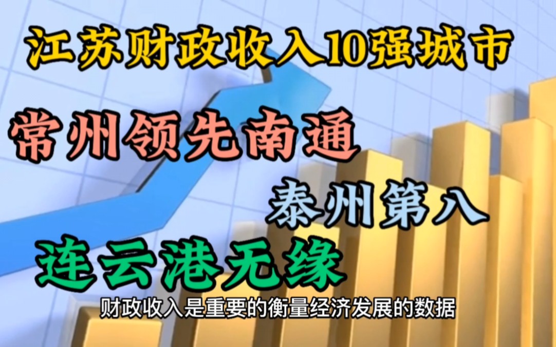 江苏财政收入10强城市,常州领先南通,泰州第八,连云港无缘哔哩哔哩bilibili