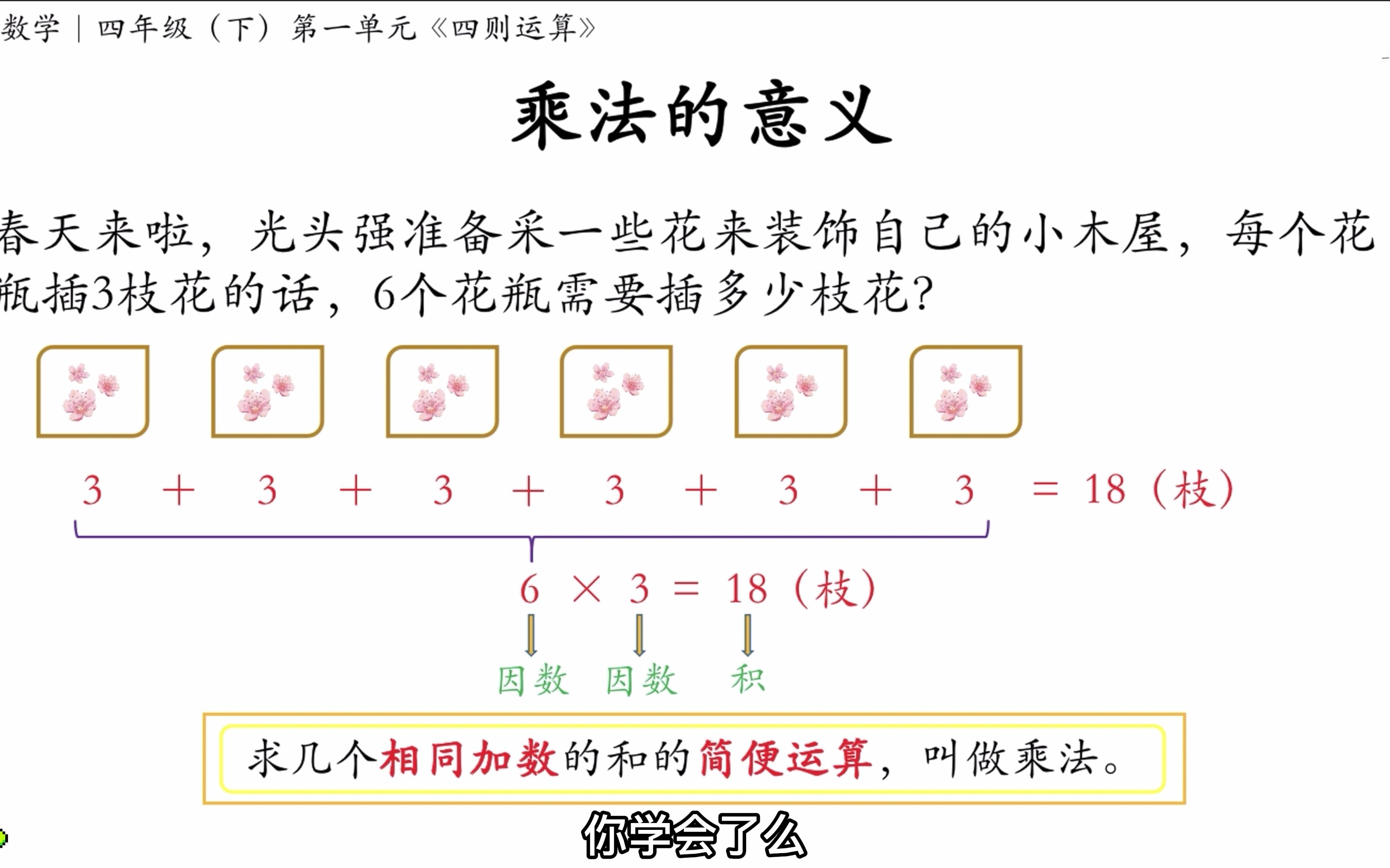 [图]乘法的意义｜四年级（下）第一单元《四则运算》知识点讲解⑤