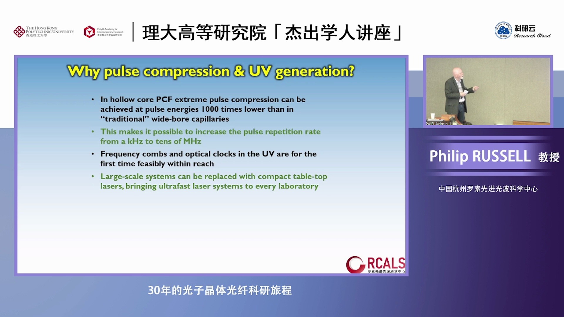 20241105杭州罗素先进光波科学中心Philip RUSSELL30年的光子晶体光纤科研旅程哔哩哔哩bilibili