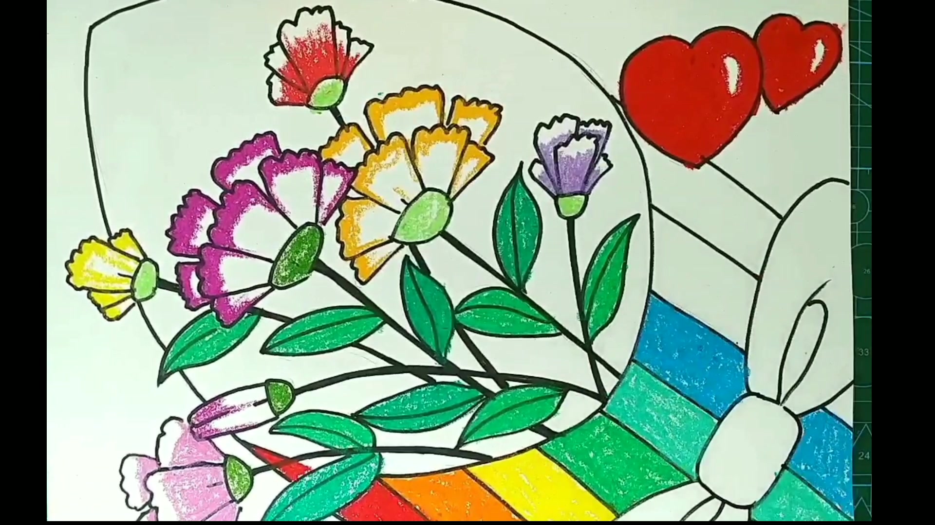 儿童画康乃馨花束绘画教程