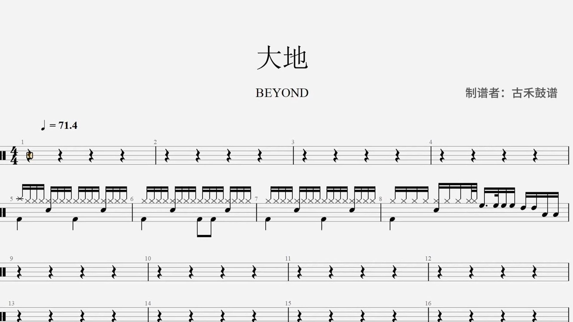 beyond《大地》架子鼓动态鼓谱