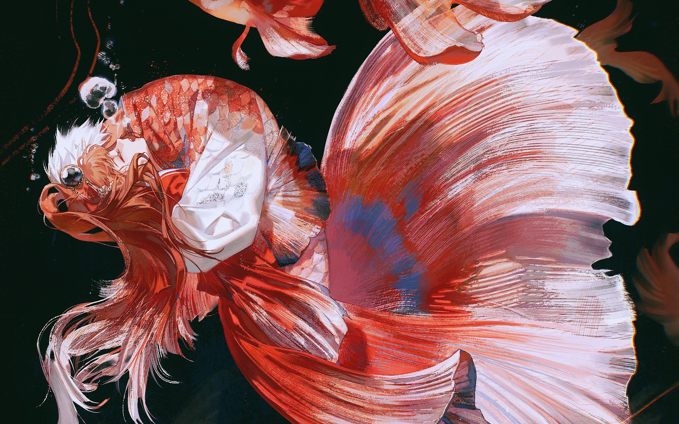 【旳/插画】《溺れた魚》罗纳克x女指挥使-绘画过程