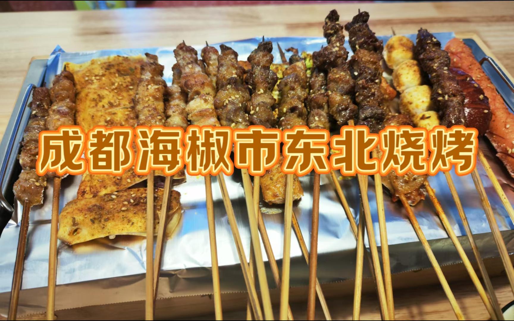 成都海椒市东北烧烤,猪牛羊肉串3元,调味不重【吃货雨干饭日记】7★哔哩哔哩bilibili