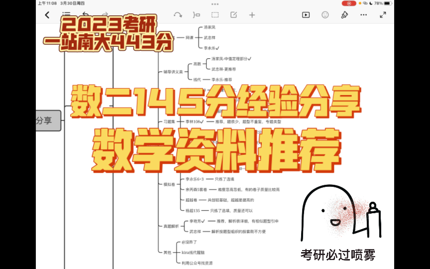 [图]南大443分第一上岸：考研数学二经验分享-资料推荐