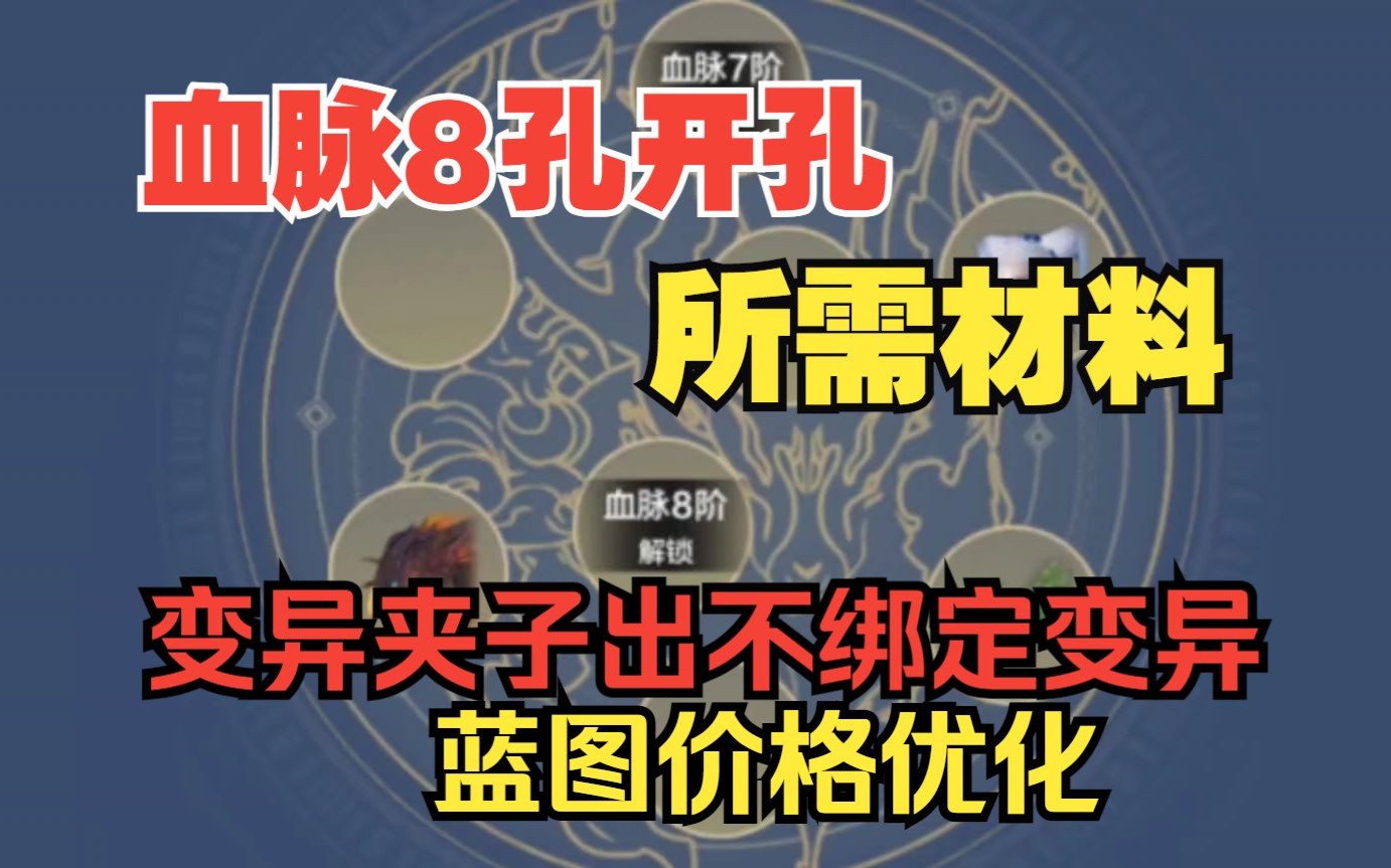 8孔血脉开孔所需材料 变异夹子产出不绑定变异 蓝图价格优化【妄想山海】哔哩哔哩bilibili