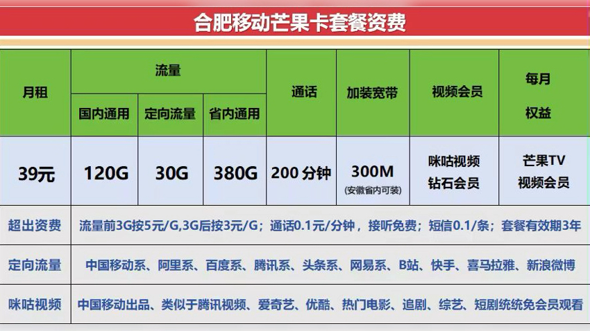 合肥移动青春卡套餐可查可携转哔哩哔哩bilibili