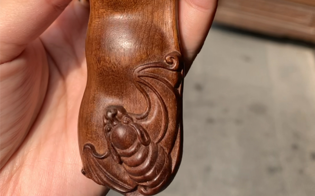 福豆"四季平安"金丝楠乌木手把件