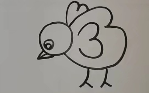 (简笔画)用数字0333画一只小鸡,大家一起来学学吧