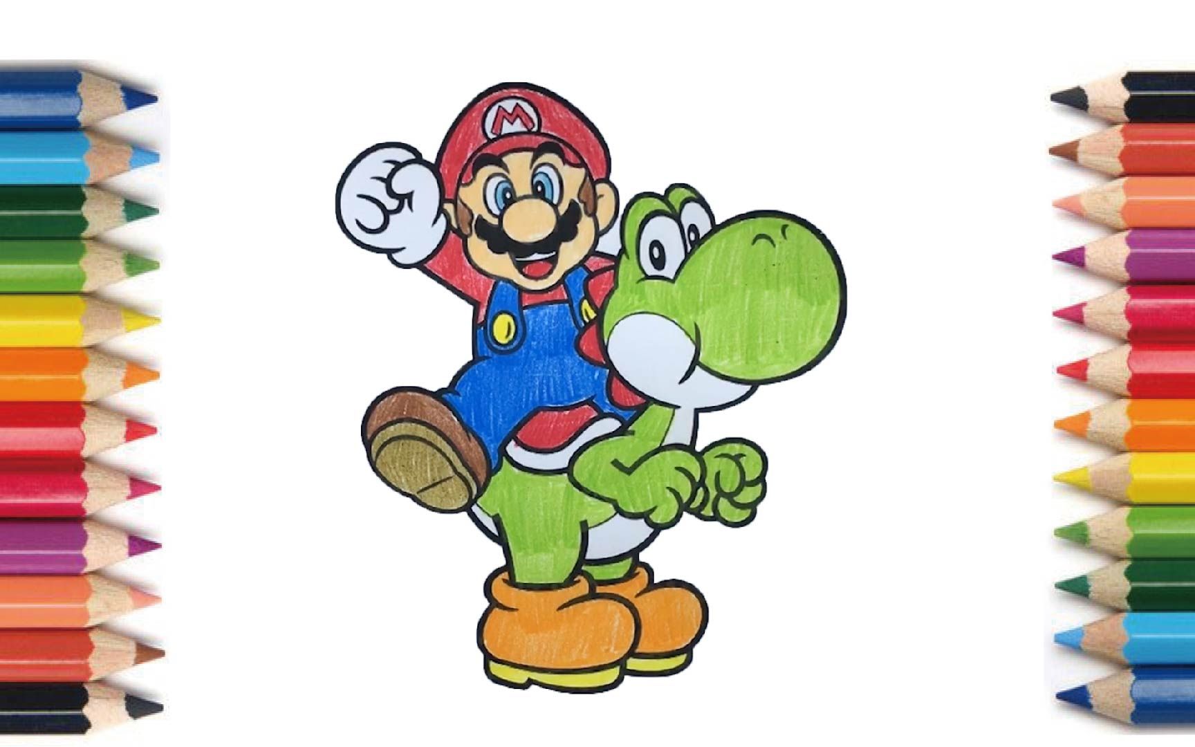 【coloring】mario & yoshi 【塗り絵】マリオとヨッシー 【畫畫】