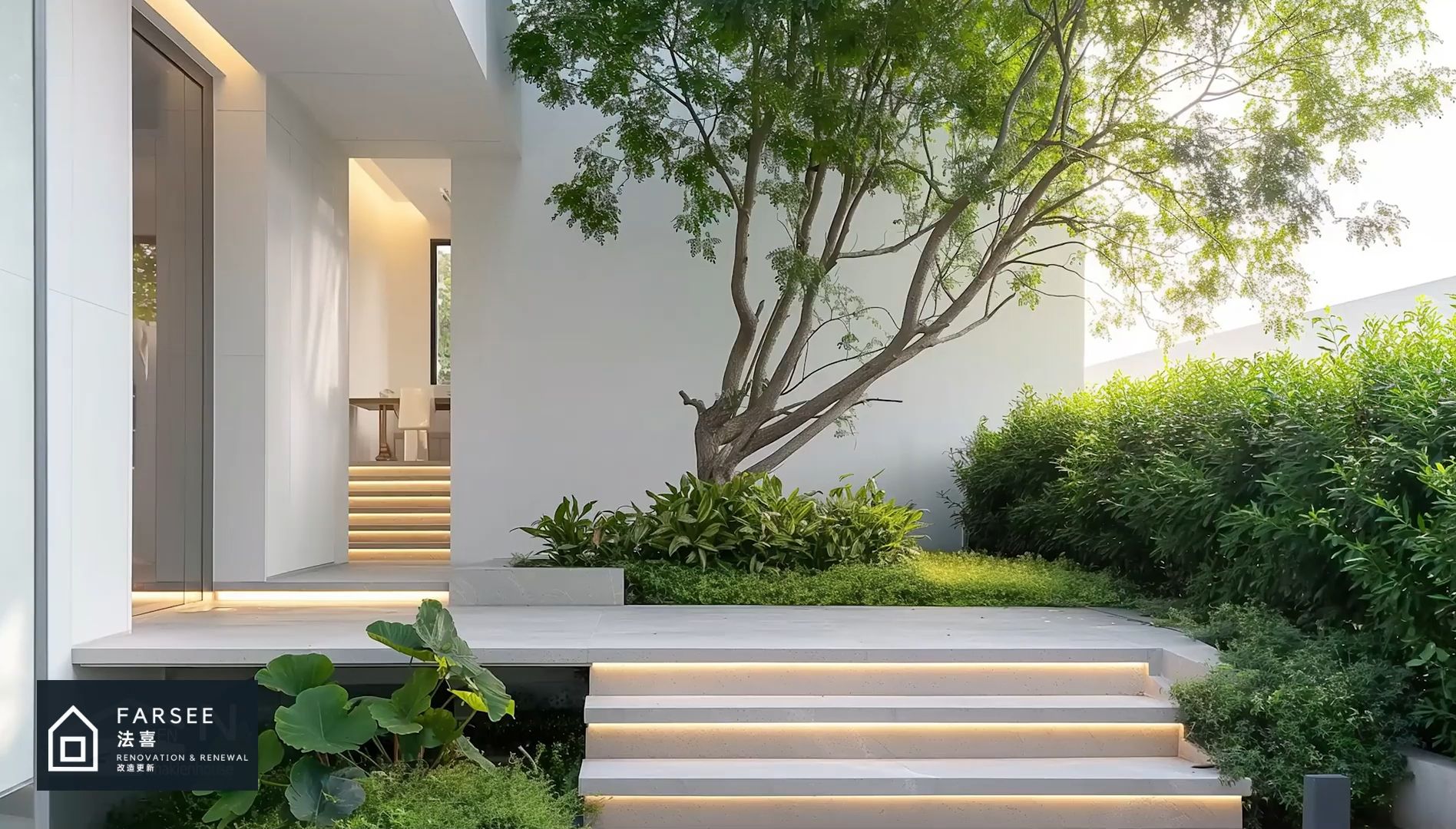 极简风格,两层住宅 院子