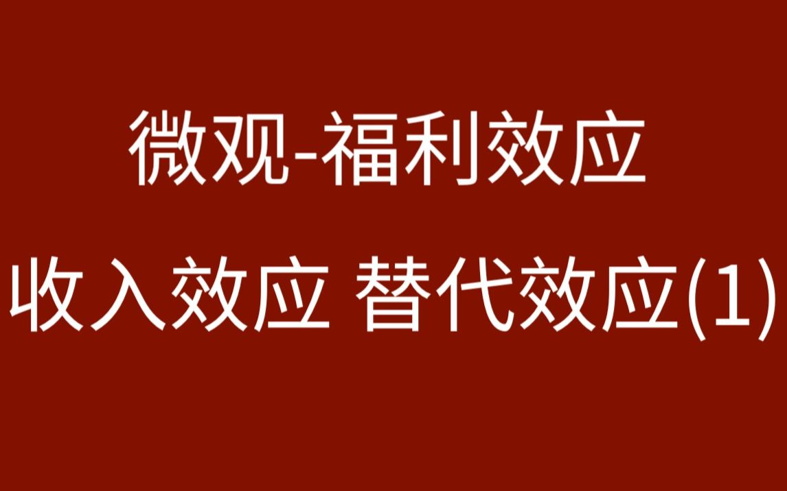 【微观】配置效应福利效应收入效应替代效应价格下降哔哩哔哩bilibili