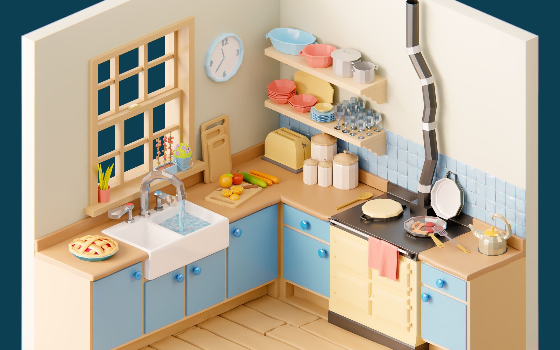 【3dma室内建模】卡通动画风格场景,室内场景建模