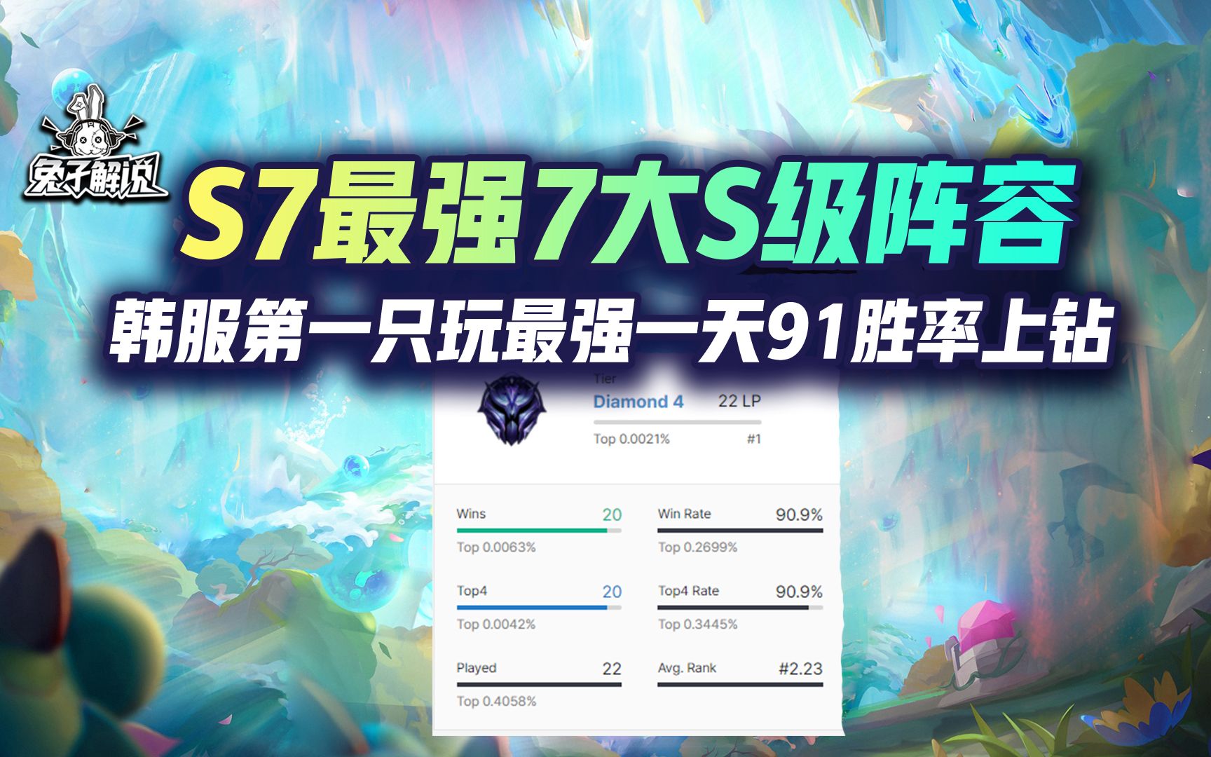 云顶S7最强7大S级阵容!韩服第一只玩最强91胜率一天上钻!