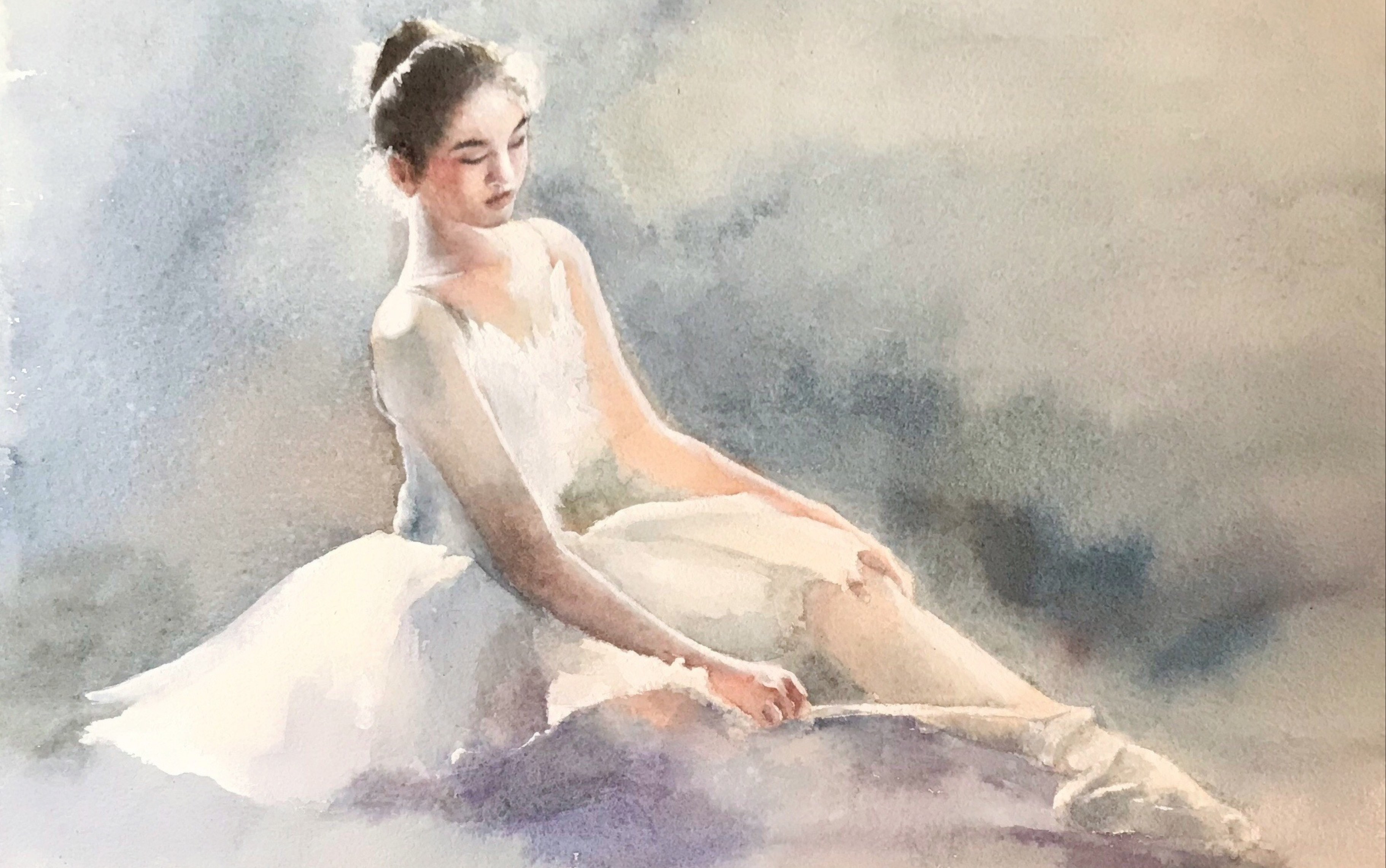 【岩下电】临摹柳毅老师水彩画 芭蕾少女【水彩过程】若有来生,你做我