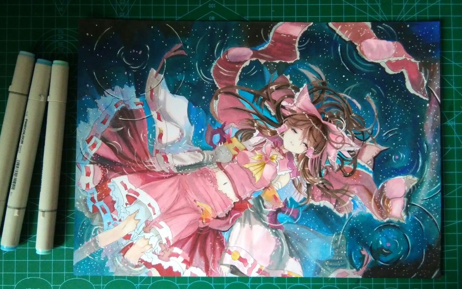 马克笔手绘挑战泡水灵梦