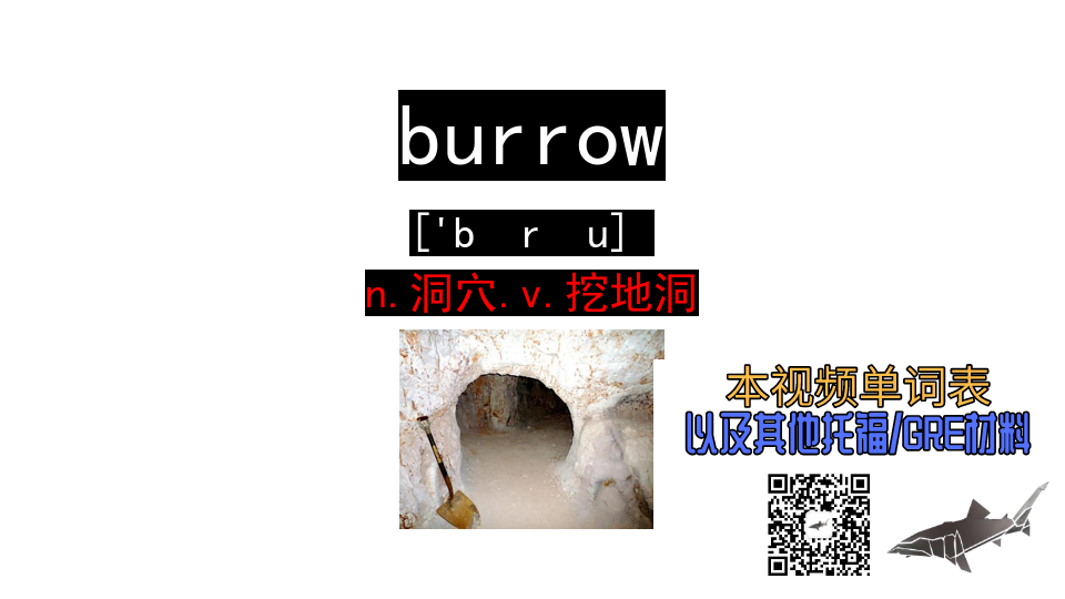 [图]burrow n.洞穴.v.挖地洞