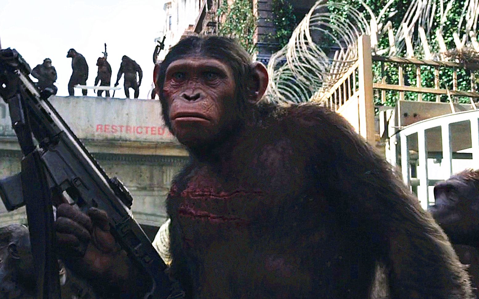 未来世界猩猩学会了用枪,成功打败了人类,统治了整个地球!