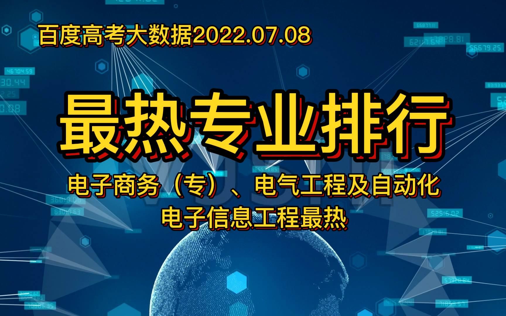 百度高考大数据20220708,电子商务(专)、电气工程及自动化、电子信息工程最热哔哩哔哩bilibili