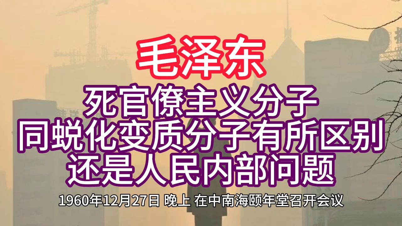 《毛泽东年谱》死官僚主义分子 同蜕化变质分子有所区别 还是人民内部问题——1960年12月27日哔哩哔哩bilibili