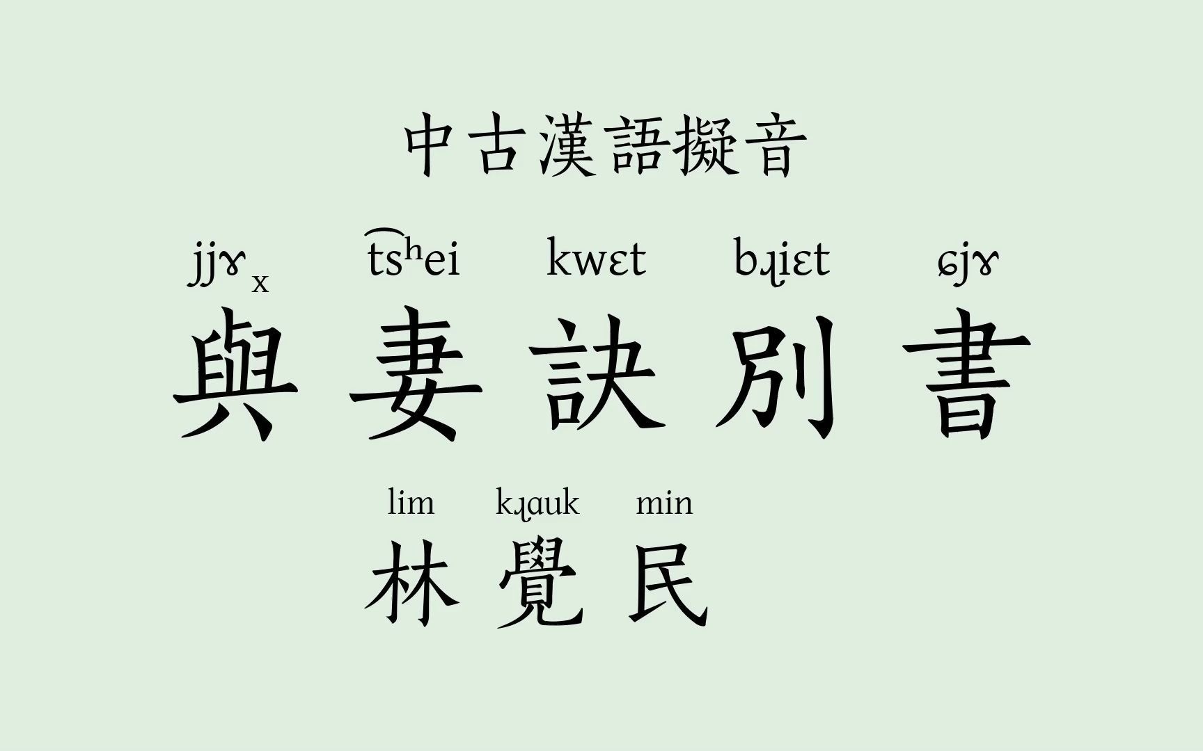 古漢語擬音及老國音朗讀:林覺民《與妻訣別書》(機器合成音)