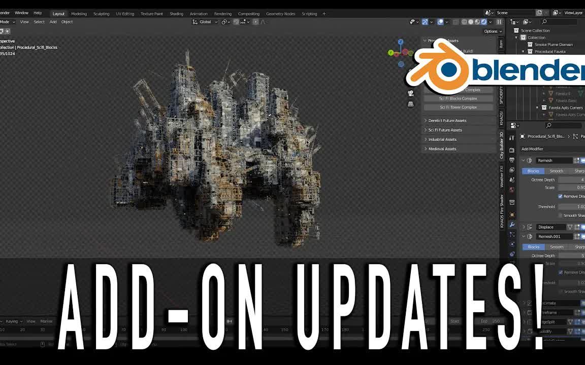 iBlender中文版插件 Blender 3.0 附加更新:KHAOS 烟羽操作符和 CityBuilder3d 中的新程序资产 教程Blender插件哔哩哔哩bilibili