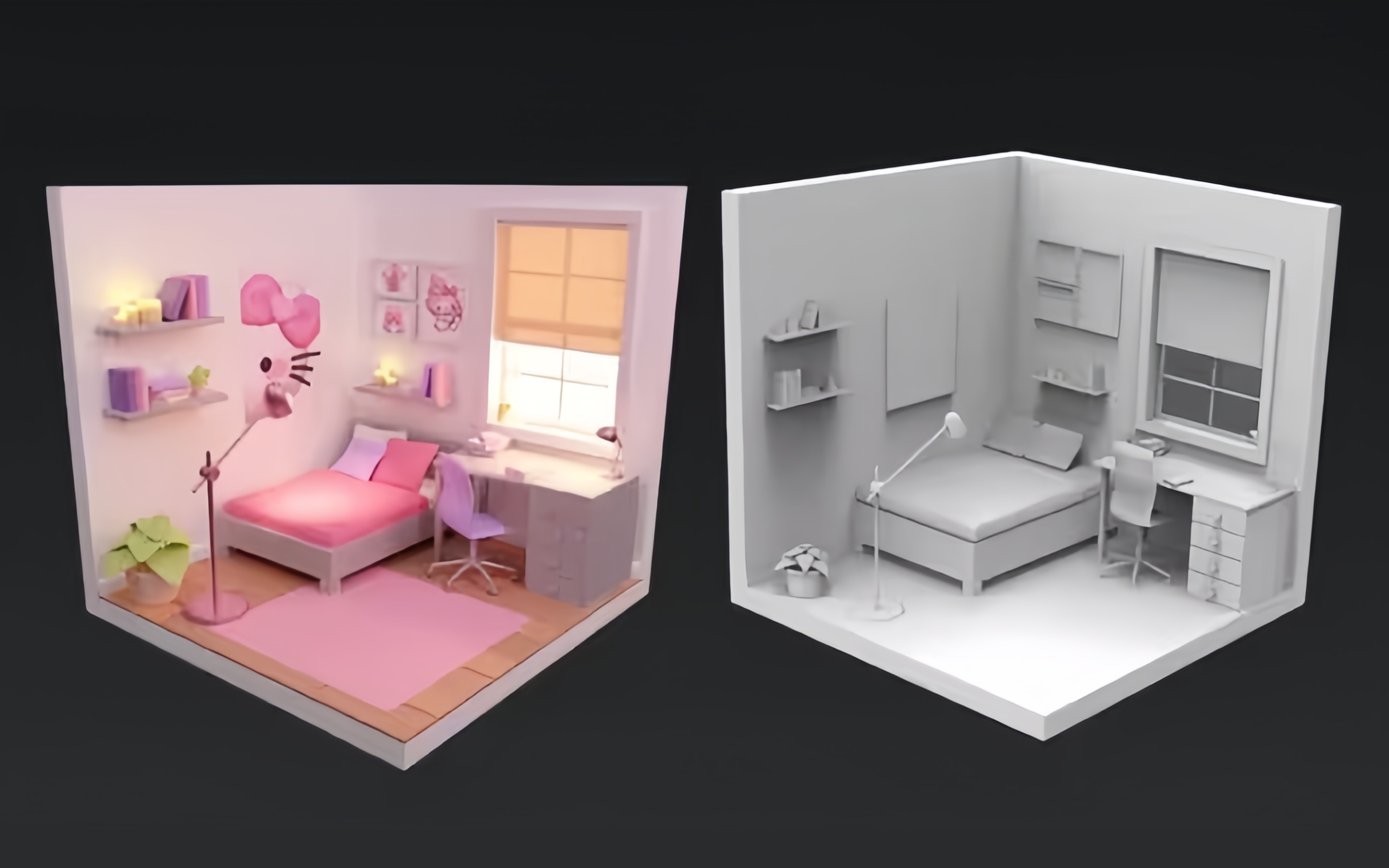 室内小房间场景建模教程,室内环境模型搭建练习,3dmax零