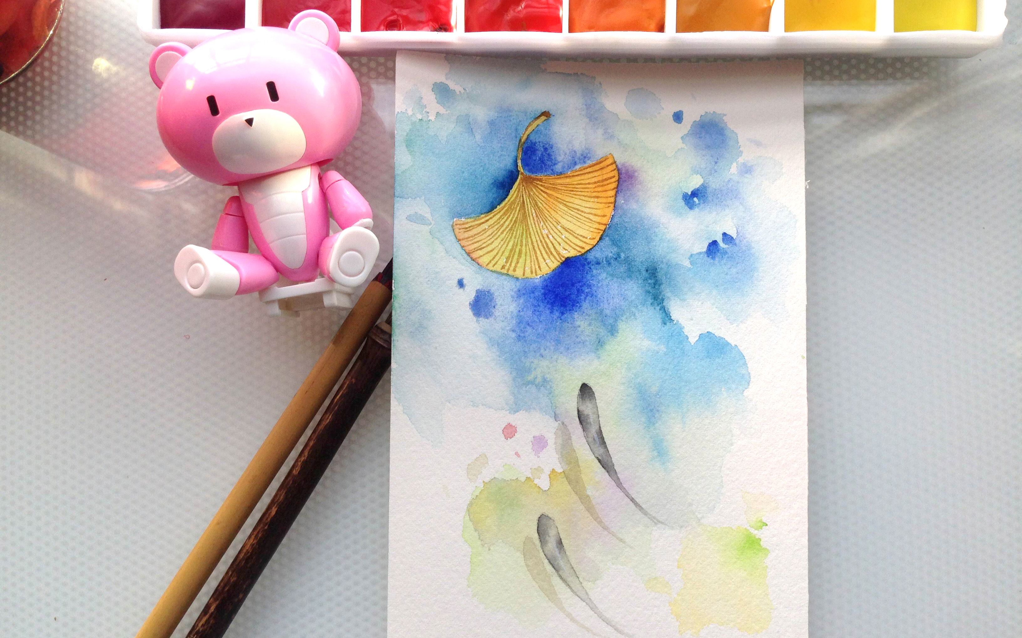 【水彩教程】手绘明信片 游鱼