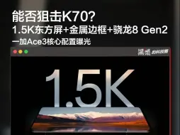 Télécharger la video: 1.5K东方屏+金属边框+骁龙8 Gen2，一加Ace3核心配置曝光，能否狙击红米K70？