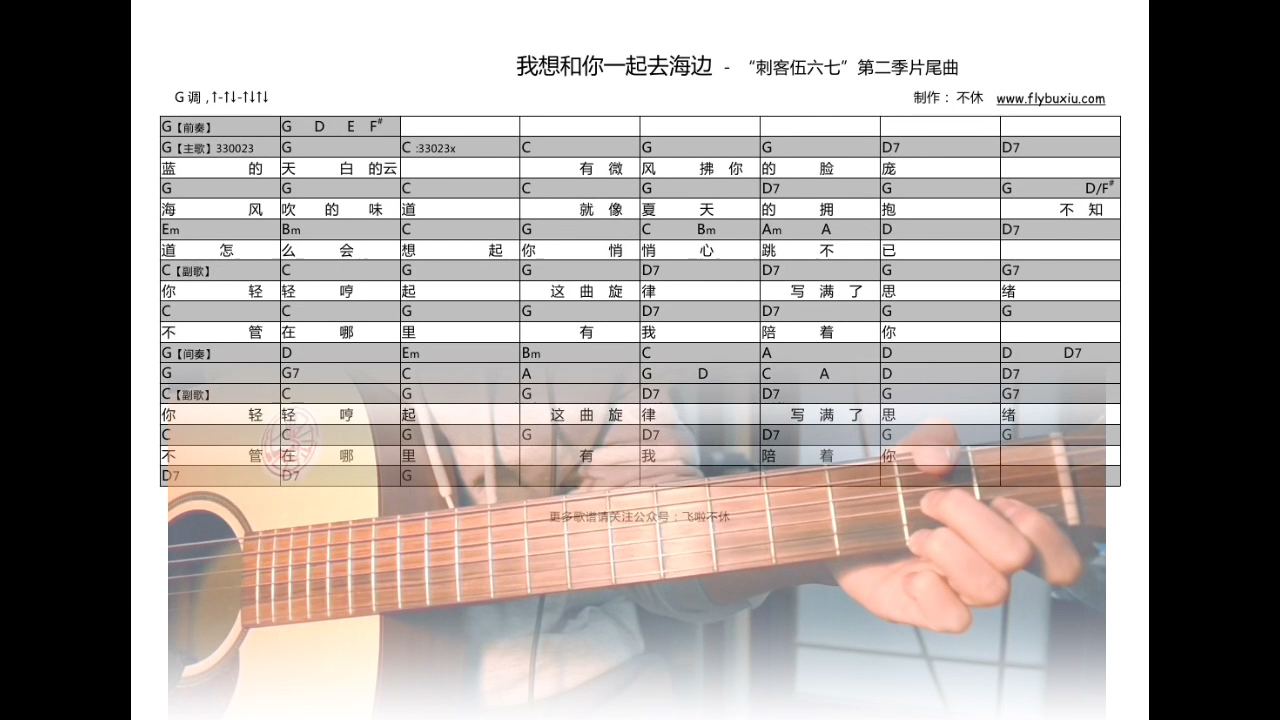 [图]【吉他谱】《我想和你一起去海边》刺客伍六七第二季片尾曲 飞啦不休