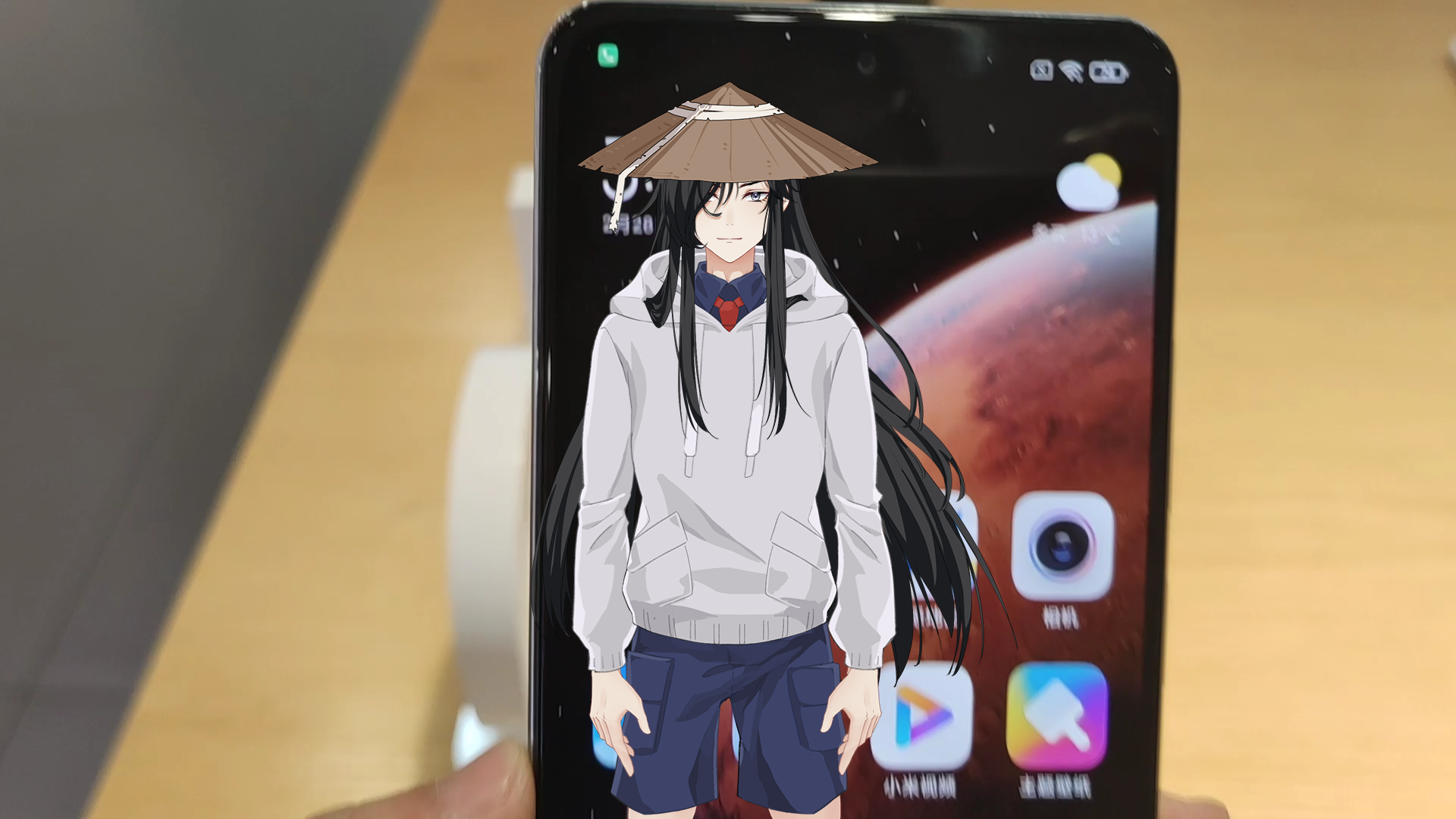 redmik40实拍超窄微中孔换上浅色壁纸也不影响美观