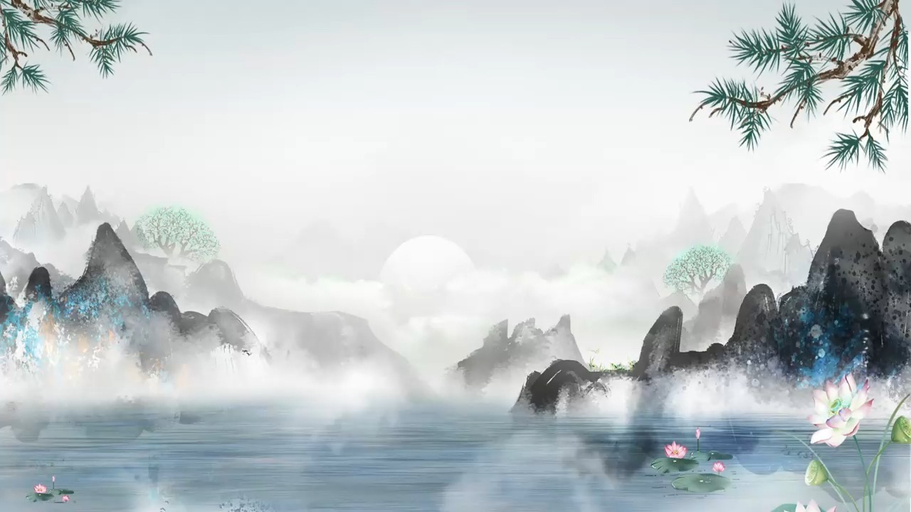 03古诗朗诵诗词古风中国风古典淡雅led背景视频素材