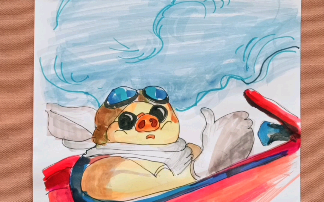 活动  马克笔手绘|day166166《红猪》