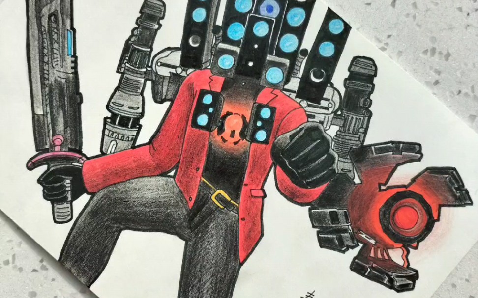 泰坦音响人绘画