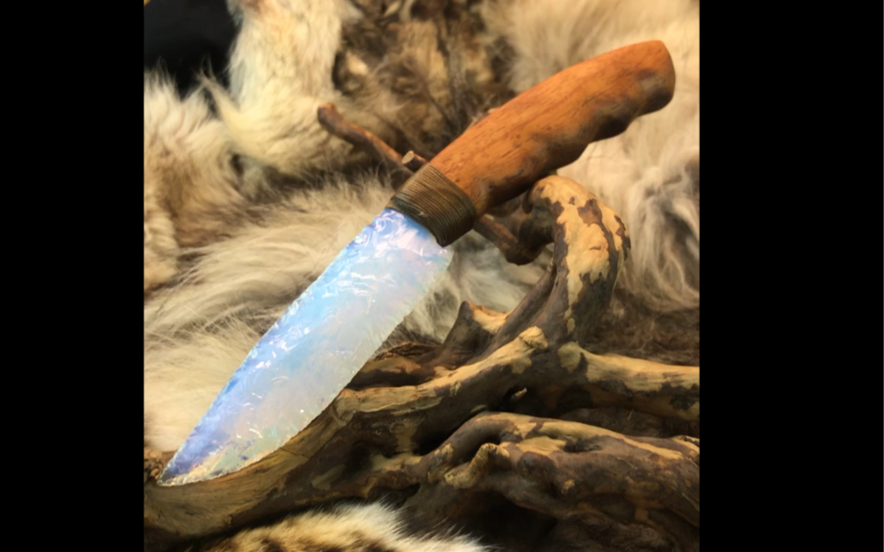 冰白耀石匕首纯手工打制石器_哔哩哔哩_bilibili