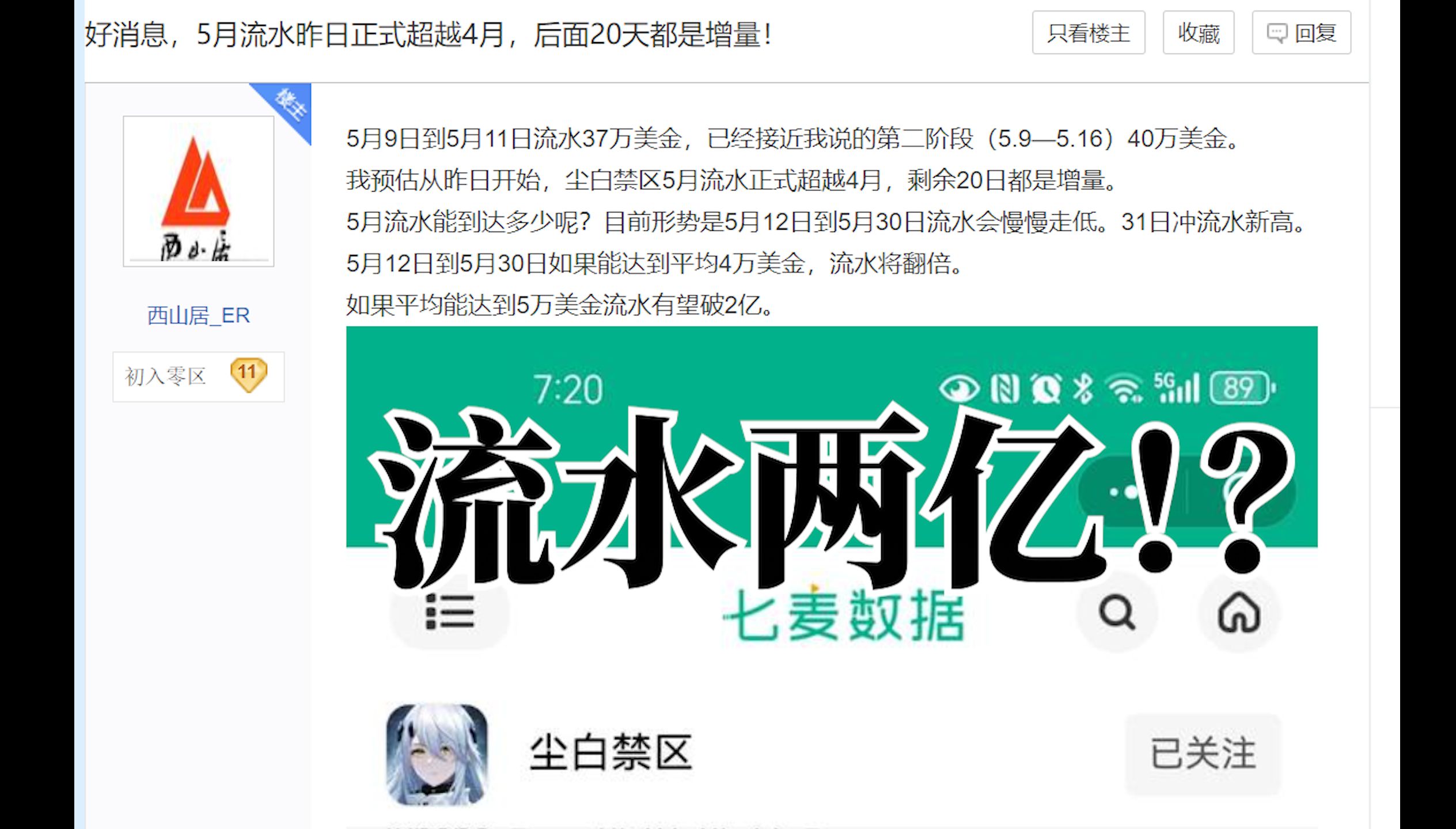 【尘白禁区】流水哥暴论!尘白5月流水破两亿!游戏杂谈