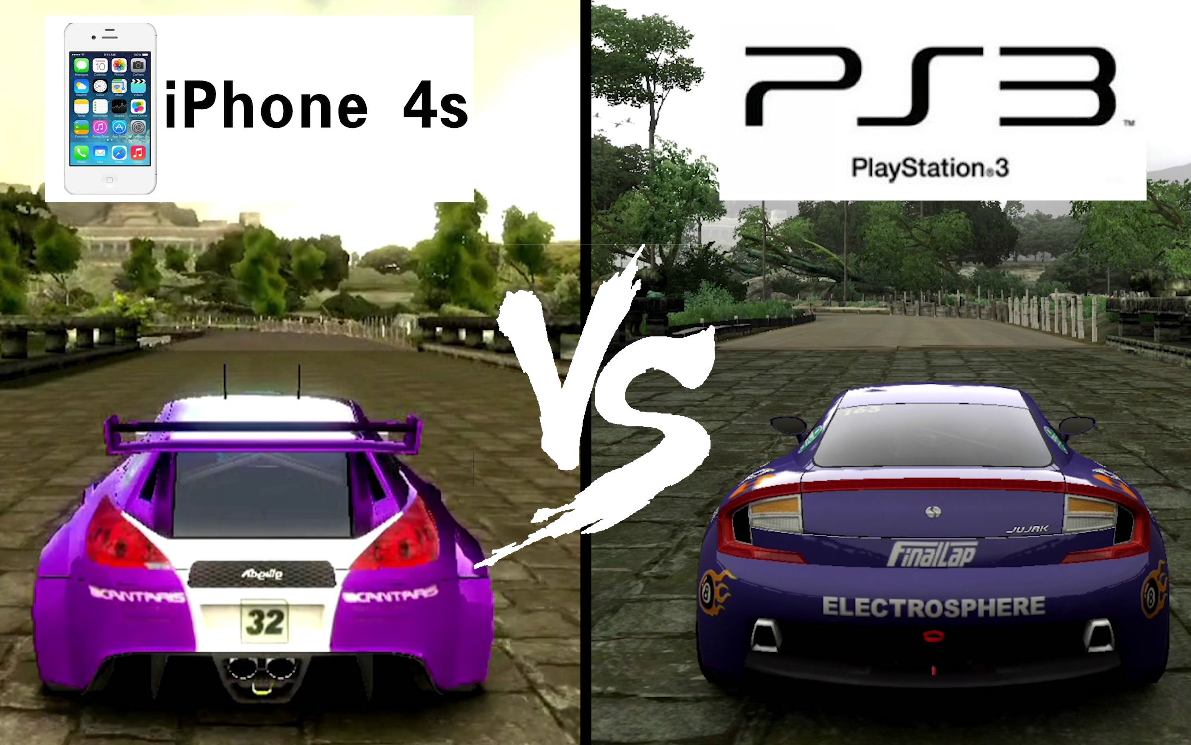 [图]iPhone 4S这么强？iPhone 4S VS PS3版《山脊赛车7》运行画面对比!!!