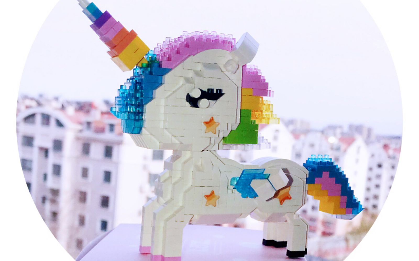 loz颗粒积木|花了3个小时拼完的阳光彩虹独角兽.