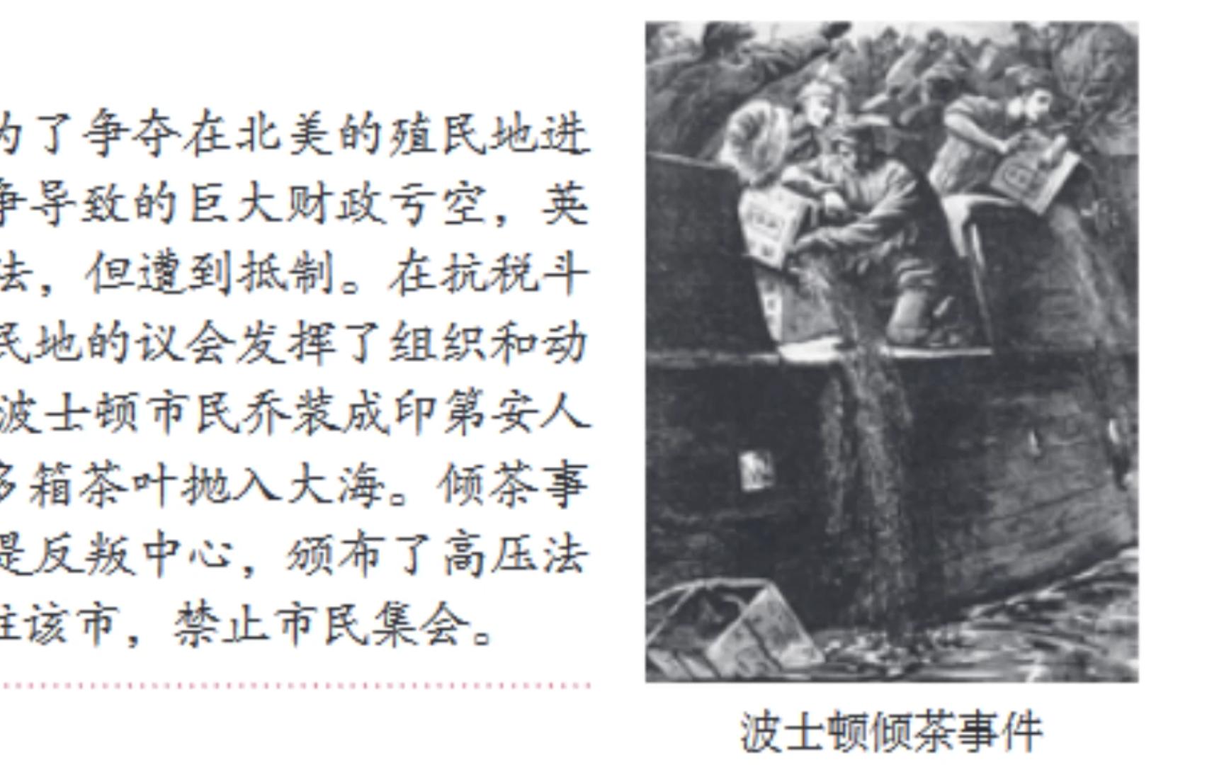 初中历史课本插图出处——波士顿倾茶事件