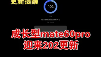 继200版本后一个月不到，成长型mate60pro又迎来202版本更新