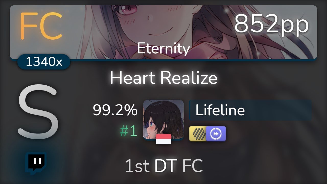 [Live] Lifeline | Tia  Heart Realize [Eternity] 1st +HDDT FC 99.2% {#1 852pp FC音游热门视频