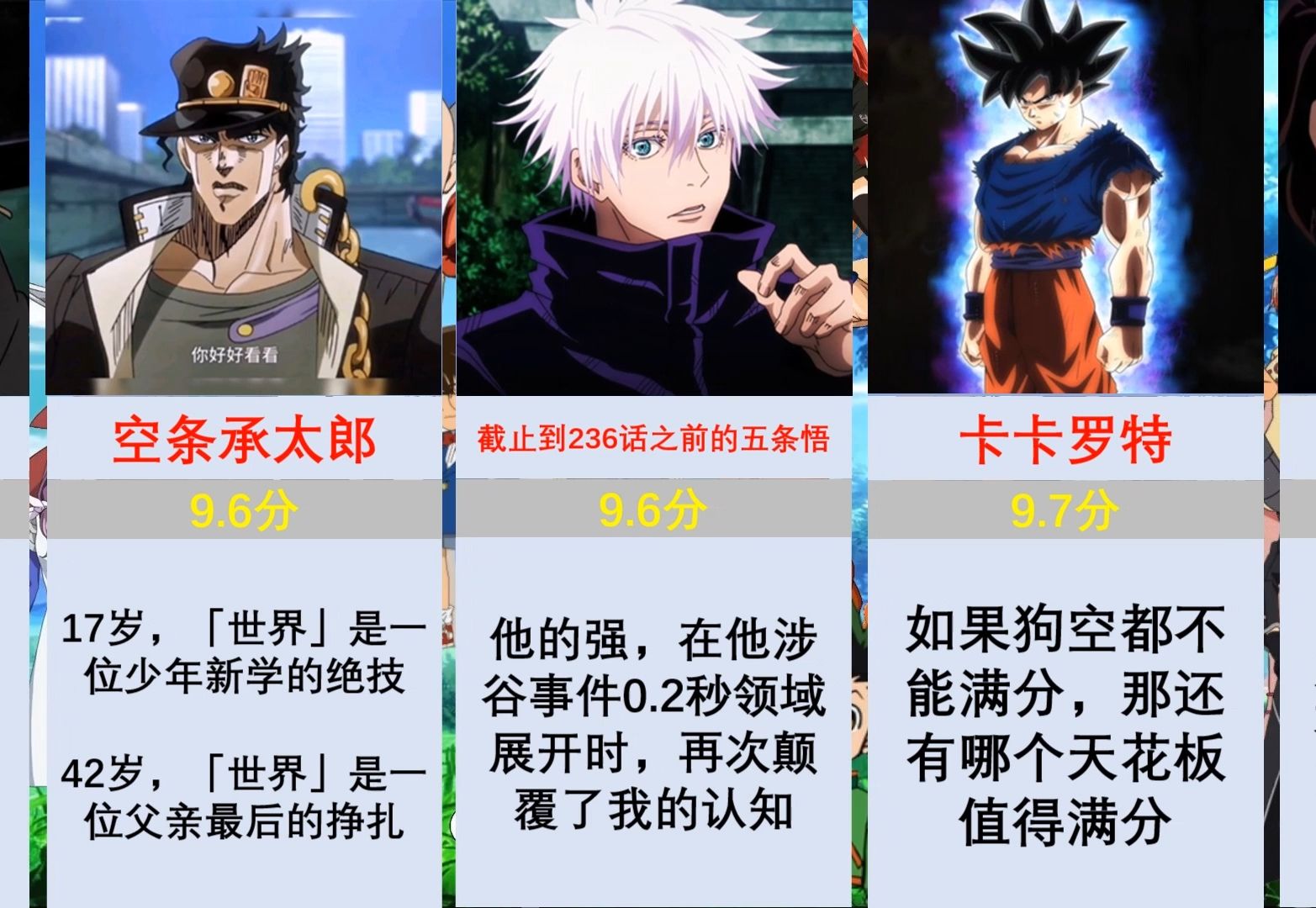 日漫战力天花板评分,虎扑