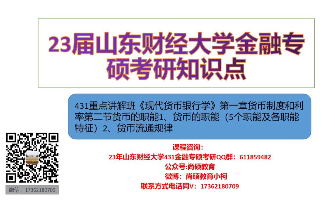 [图]431重点讲解班《现代货币银行学》第一章货币制度和利率第二节货币的职能1、货币的职能（5个职能及各职能特征）2、货币流通规律