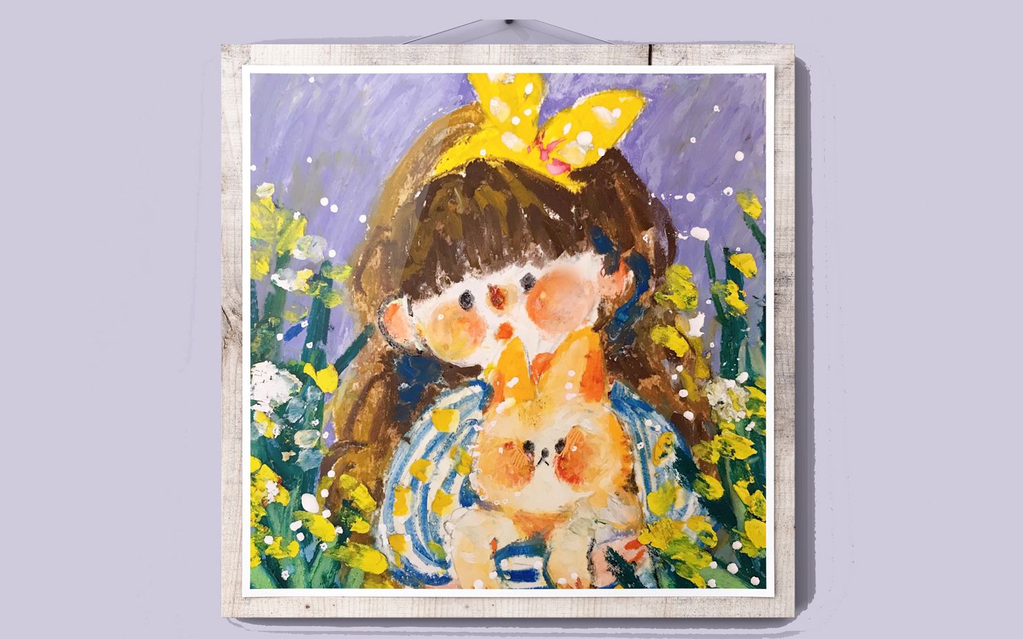 壁纸油画可爱小女孩图片