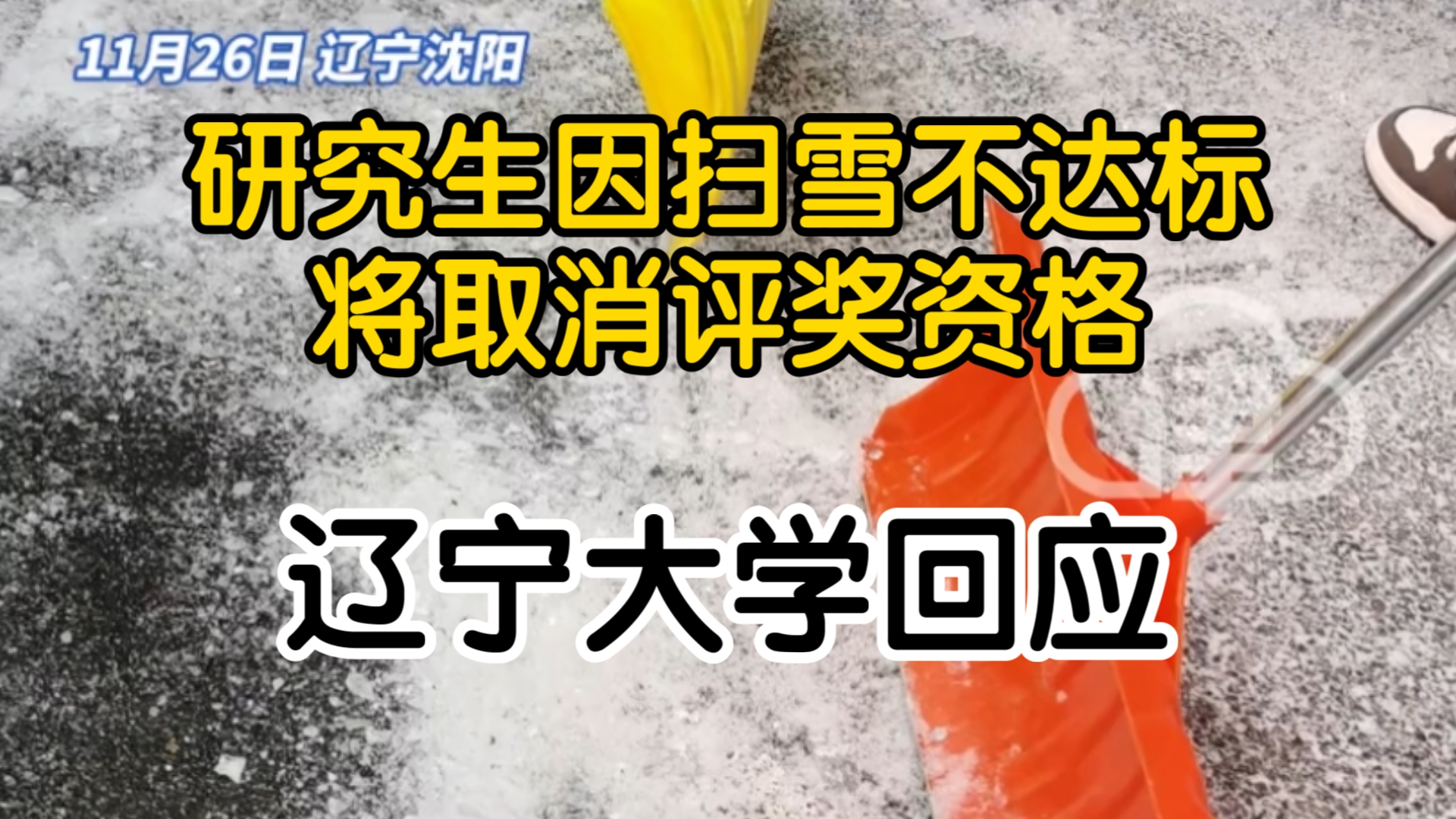 辽宁某大学将扫雪和奖学金挂钩? 文件规定冬季扫雪缺席次数多于30%,取消学业奖学金评审资格,学生:不是铲雪是铲冰 都是学生弄,从来就没有说雇过...