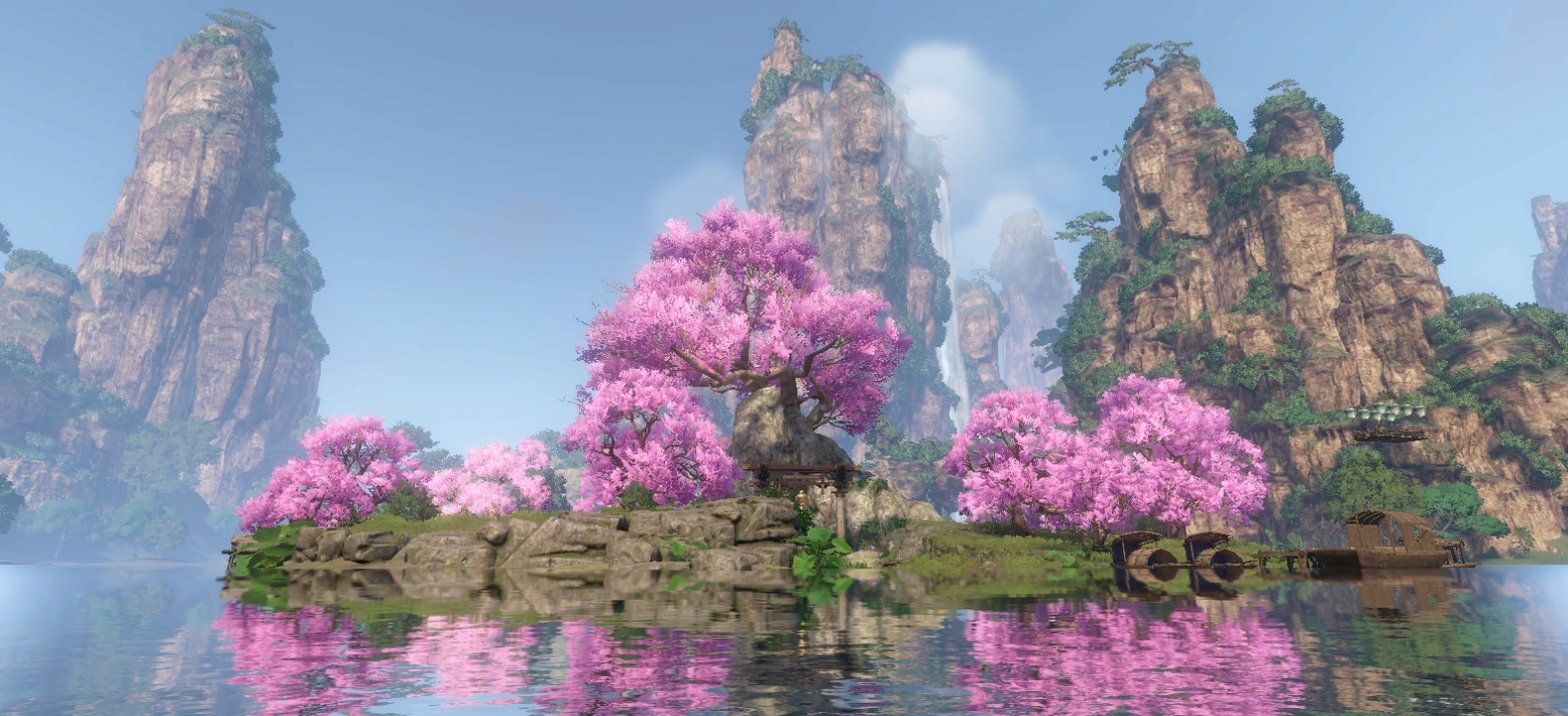 逆水寒手游桃溪村手机录屏风景