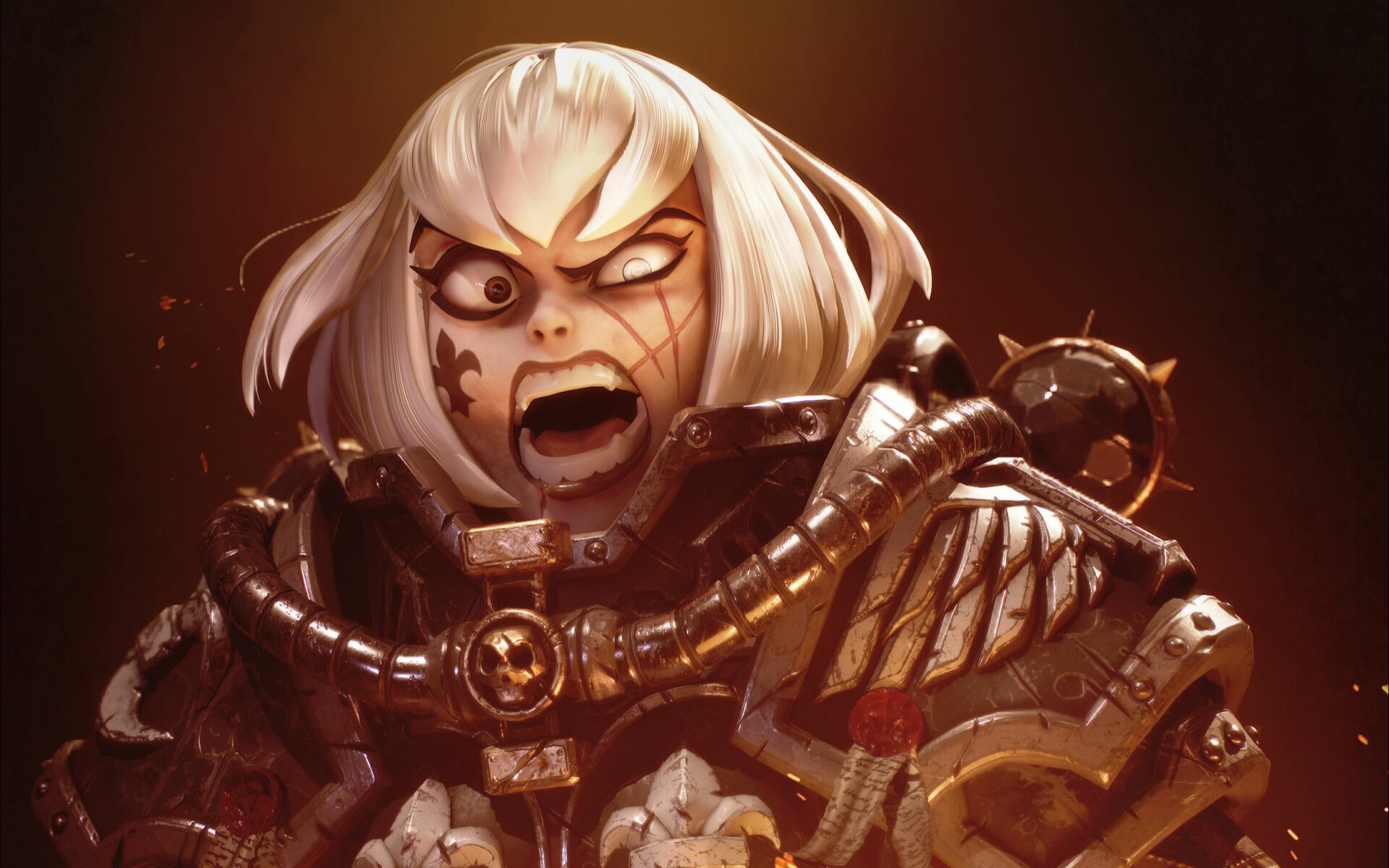 战斗修女战锤mini人物模型面部涂装教程视频解说中字熟肉34兴绘