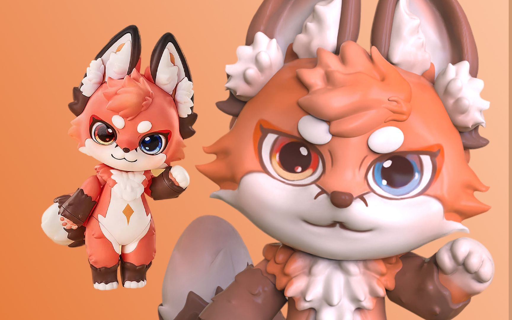 耗时俩小时!某书上看到的小狐狸手办,立马试着3d还原了出来